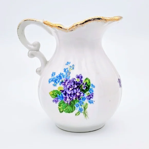 Vintage Lefton China Hand Painted Spring Bouquet 4585 Small Pitcher - Picture 6 of 12